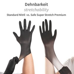 Nitrilhandschuhe Safe Super Stretch Premium Schwarz Gr....