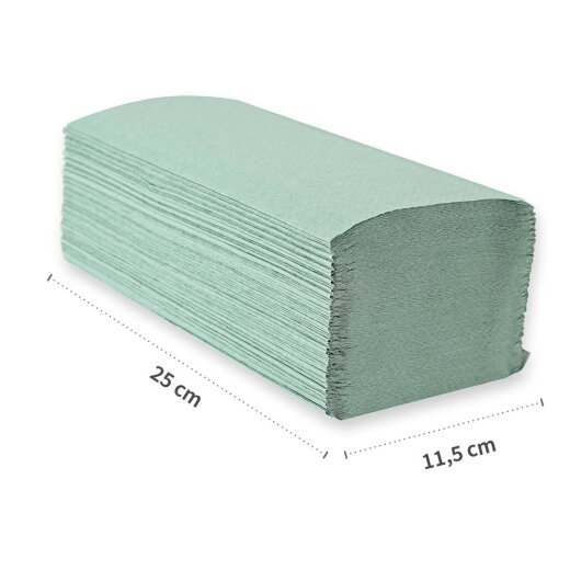 Papierhandtücher 1-lagig V/ZZ-Falzung 25x23 cm Recyclingpapier Grün 5000 Blatt