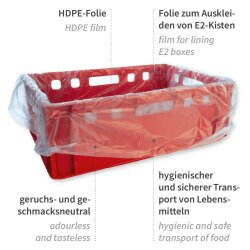Auskleidungssäcke für E2-Kisten aus HDPE 65x64...