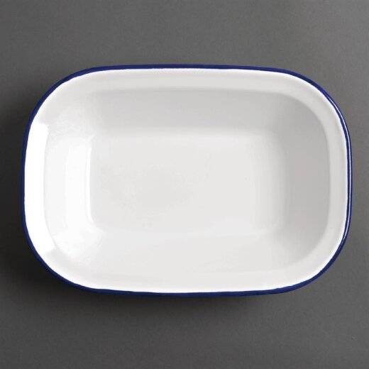 Rechteckige Speiseschale Weiss-Blau 19 x 28 cm Olympia 6 Stück