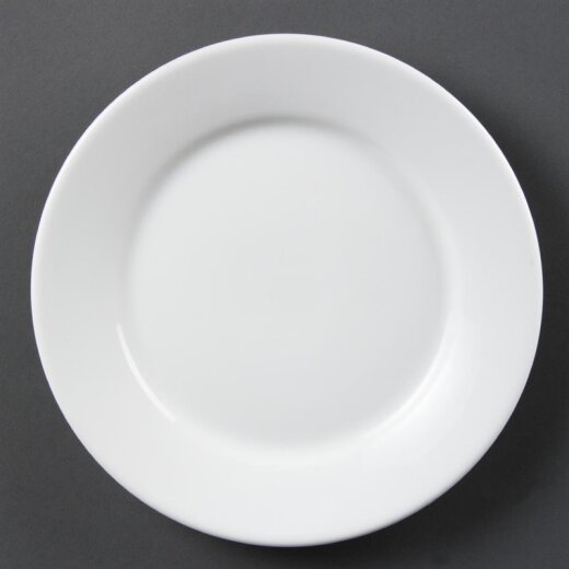 Teller mit breitem Rand 23 cm Olympia Whiteware 12 Stück