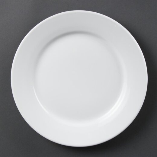 Teller mit breitem Rand 25 cm Olympia Whiteware 12 Stück