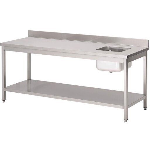 Spültisch kleines Becken rechts 120 cm lang Gastro M