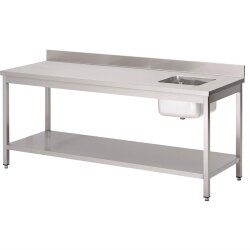 Spültisch kleines Becken rechts 180 cm lang Gastro M