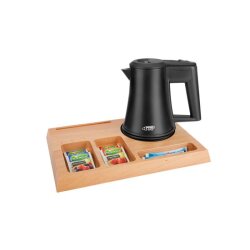 Willkommenstablett SIGNUM Braun mit Wasserkocher STAR 0,5 L Schwarz