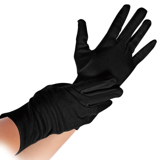 Baumwollhandschuhe "Nero" Größe L/9 Schwarz Länge 26 cm 25x12 Paar