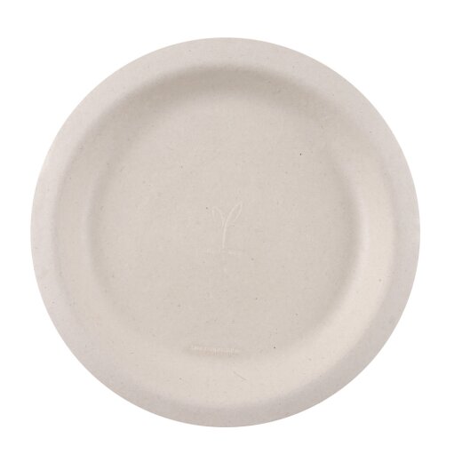 BIO Teller rund "Natural Bagasse" aus Zuckerrohr Weiss 20x50 Stück verschiedene Farben