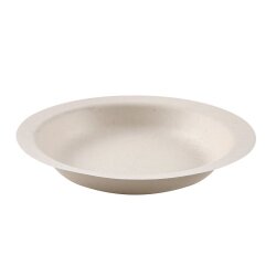 BIO Schüssel rund "Natural Bagasse" aus Zuckerrohr Weiss 400 ml Ø 19,4 cm 20x50 Stück