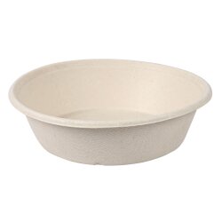 BIO Schüssel rund "Natural Bagasse" aus Zuckerrohr Weiss 900 ml Ø 19,4 cm 12x40 Stück