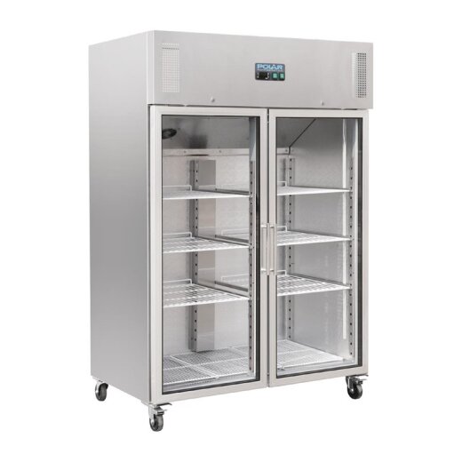 Gastro Kühlvitrine 2-türig 1200L Silber Polar Serie G