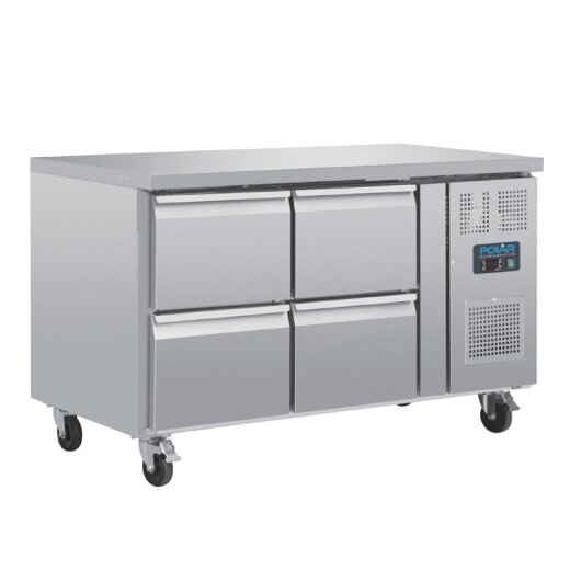 GN-Kühltisch mit 4 Schubladen 314L Polar Serie U