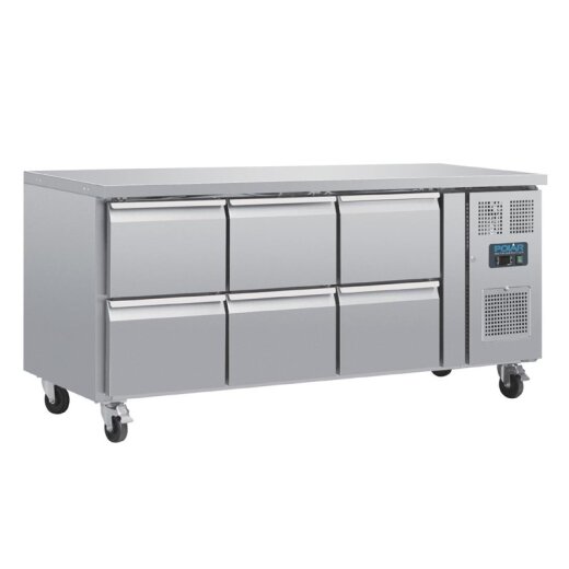 GN-Kühltisch mit 6 Schubladen 465L Polar Serie U