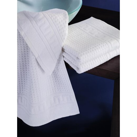 Handtuch/Zwirnfrottiertuch Weiss 100% Baumwolle Waffelmuster 430 gr/m² 70 x 140 cm 1 Stück