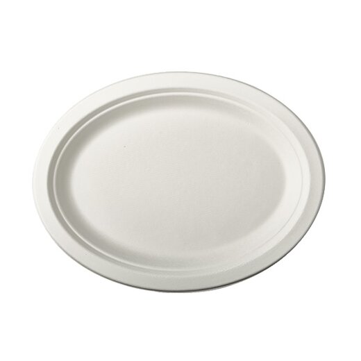 BIO-Teller "pure" Zuckerrohr oval Weiss 12x12 Stück verschiedene Größen