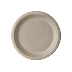 BIO-Teller "pure" Zuckerrohr 2 cm hoch Ø 15 cm 10x50 Stück Natur