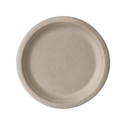 BIO-Teller "pure" Zuckerrohr 2 cm  hoch Ø 18 cm 10x50 Stück Natur