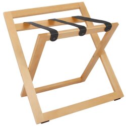 Kofferständer WOOD aus Holz mit Rückwand Buche Natur/Riemen Nylon Schwarz