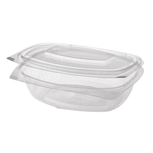 Feinkost- und Salatschalen mit Klappdeckeln, PLA "pure" 1 Liter 7,6 x20,5x16,8 cm Transparent 4x50 Stück