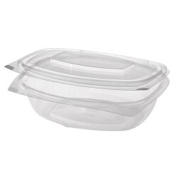 Feinkost- und Salatschalen mit Klappdeckeln, PLA "pure" 1 Liter 7,6 x20,5x16,8 cm Transparent 4x50 Stück