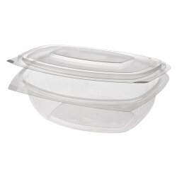 Feinkost- und Salatschalen mit Klappdeckeln, PLA "pure" 375 ml 4,8x16,1x13,2 cm Transparent 6x50 Stück