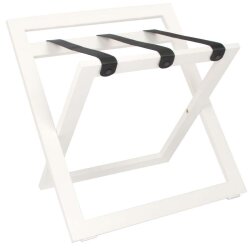 Kofferständer WOOD aus Holz mit Rückwand Buche Weiß/Riemen Nylon Schwarz