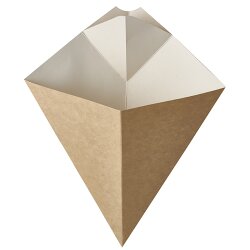 Pommes-Frites-Spitztüten mit Dip-Ecke, Pappe "pure" 27 cm x 21,5 cm Braun/Weiss Füllinhalt 300 g 10x50 Stück