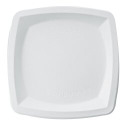BIO Teller quadratisch aus Zuckerrohr Weiss 50 Stück...