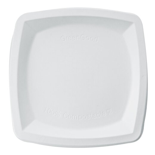 BIO Teller quadratisch aus Zuckerrohr Weiss 50 Stück 26x26 cm